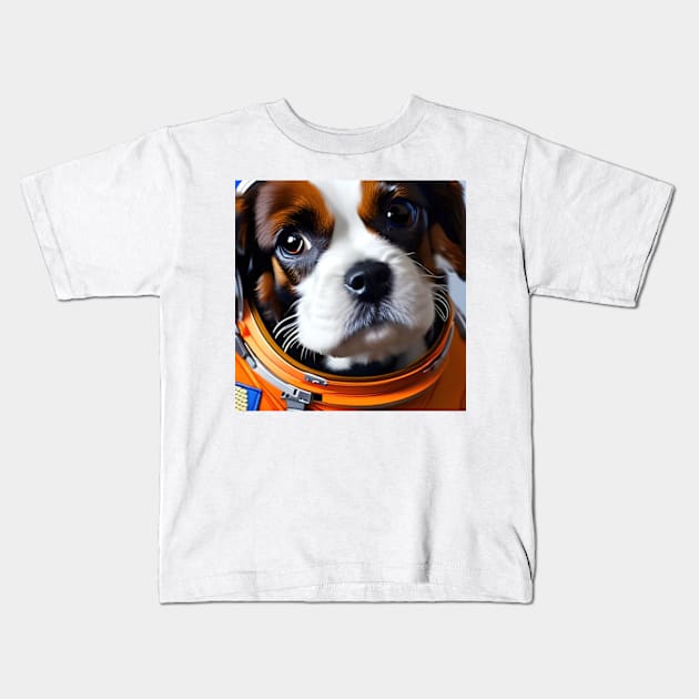 Cavalier King Charles Spaniel as Astronaut Kids T-Shirt by IDesign23